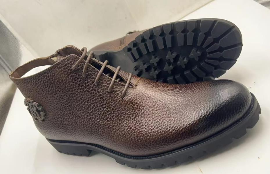 Men's Premium Brown Textured Leather Ankle Boots